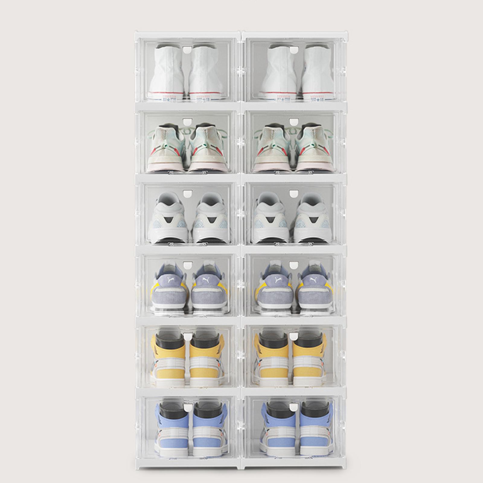 

ZY-DF018 Transparent Three Tier Stackable Foldable Plastic Shoe Storage Box Type A