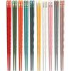 10 Pairs Reble Chopsticks, 9.5-Inch Dishwasher Safe, Heat-Resistant, Non-Slip, Colorful Chinese Style Chopsticks with Unique Pattern Designs (Wavy)