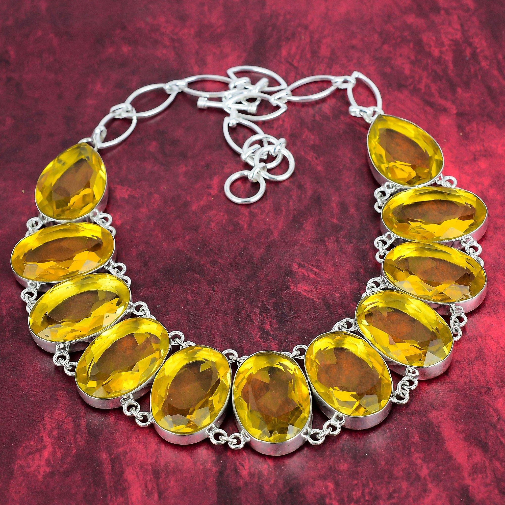 

Ожерелье с граненым цитрином, ювелирные изделия из драгоценных камней, ожерелье из стерлингового серебра 925 пробы, регулируемое ожерелье-цепочка ручной работы, подарок для мамы, ювелирные изделия Adjustable with 18 inches жёлтый