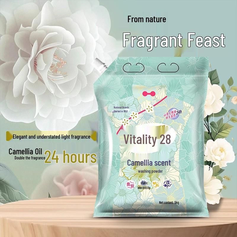 Vigor 28 Camellia Laundry Detergent with Stain Removal & Long-Lasting Floral Scent, Family Pack