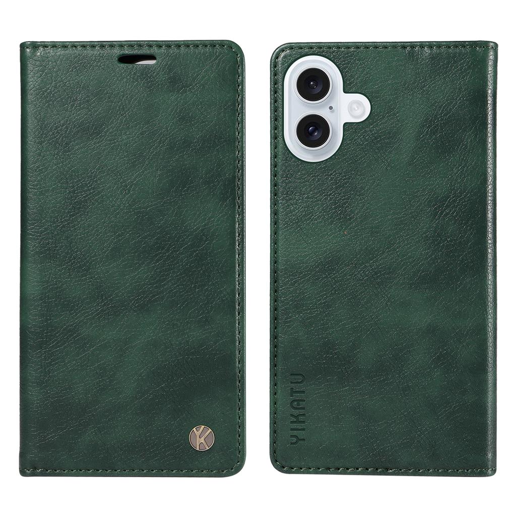 For iPhone 17 Wallet Case YIKATU YK-006 Magnetic Closure Leather Phone Cover Litchi Texture
