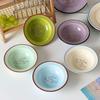 Ins UK Letter Ceramic Bowl Home High Beauty Breakfast Salad Dessert Bowl Retro Color Contrast Letter Yogurt Bowl