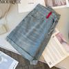 MODIQUE Summer Plus Size Jeans Pantaloni scurti elastici femei largi, drepti, casual, asimetrici, hotsweet, femei, pantaloni de bază cu talie înaltă