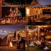 10M Rainproof Solar LED String Lights with 15 LED Bulbs, E12 Base, 2700K Warm White, Made of Break-Resistant PC Material, Perfect for IndoorOutdoor