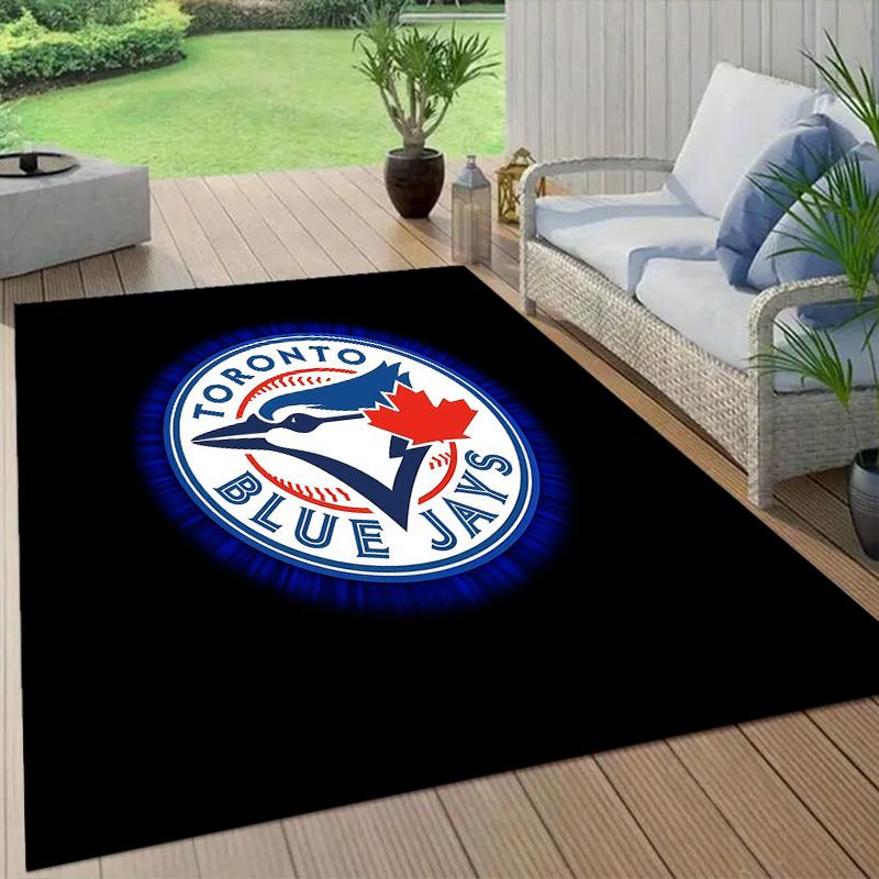 Tappeto Quadrato a Fantasia Flanella Toronto Blue Jays, Tappeto da Area, Tappeto per Soggiorno Camera da Letto Divano Sala Giochi Decorazione, Tappetino Antiscivolo
