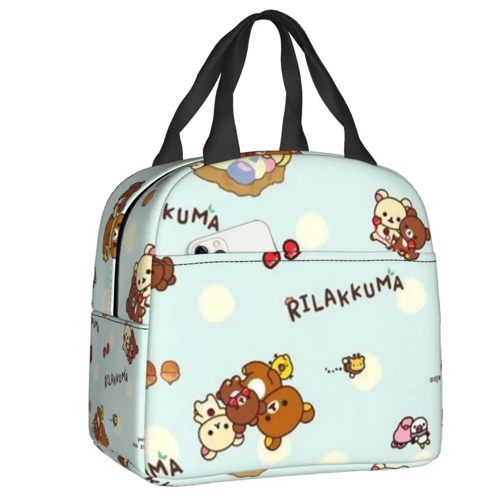 Custom Cute Rilakkuma Lunch Bag Women Warm Cooler Insulated Lunch Boxes for Student School