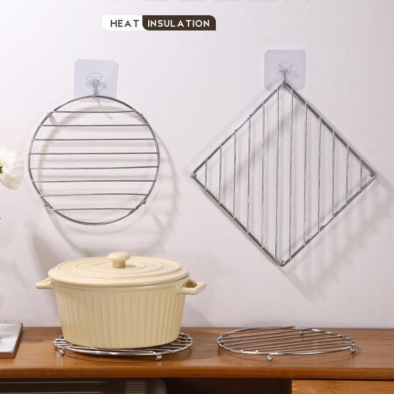 Stainless Steel Heat Resistant Kitchen Pot Mat Multi Functional Cooking Utensil Holder Drying Rack Steamer Pad for Tabletop Oven Ovenware Protection
