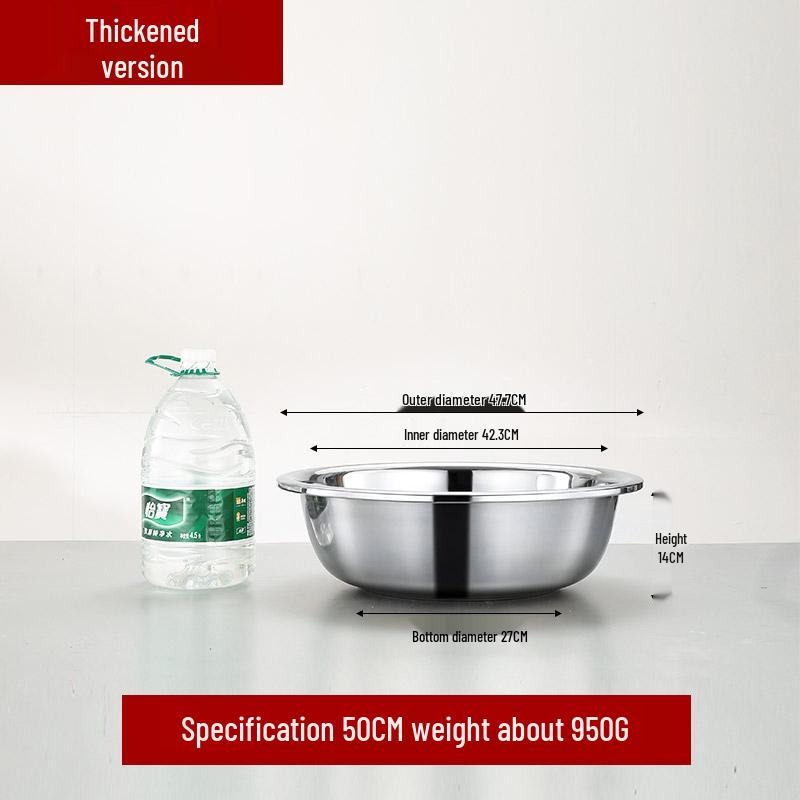 Stainless Steel Basin, Large/Extra-Large: Ideal for Washing Vegetables, Mixing Dough, or Bathing.