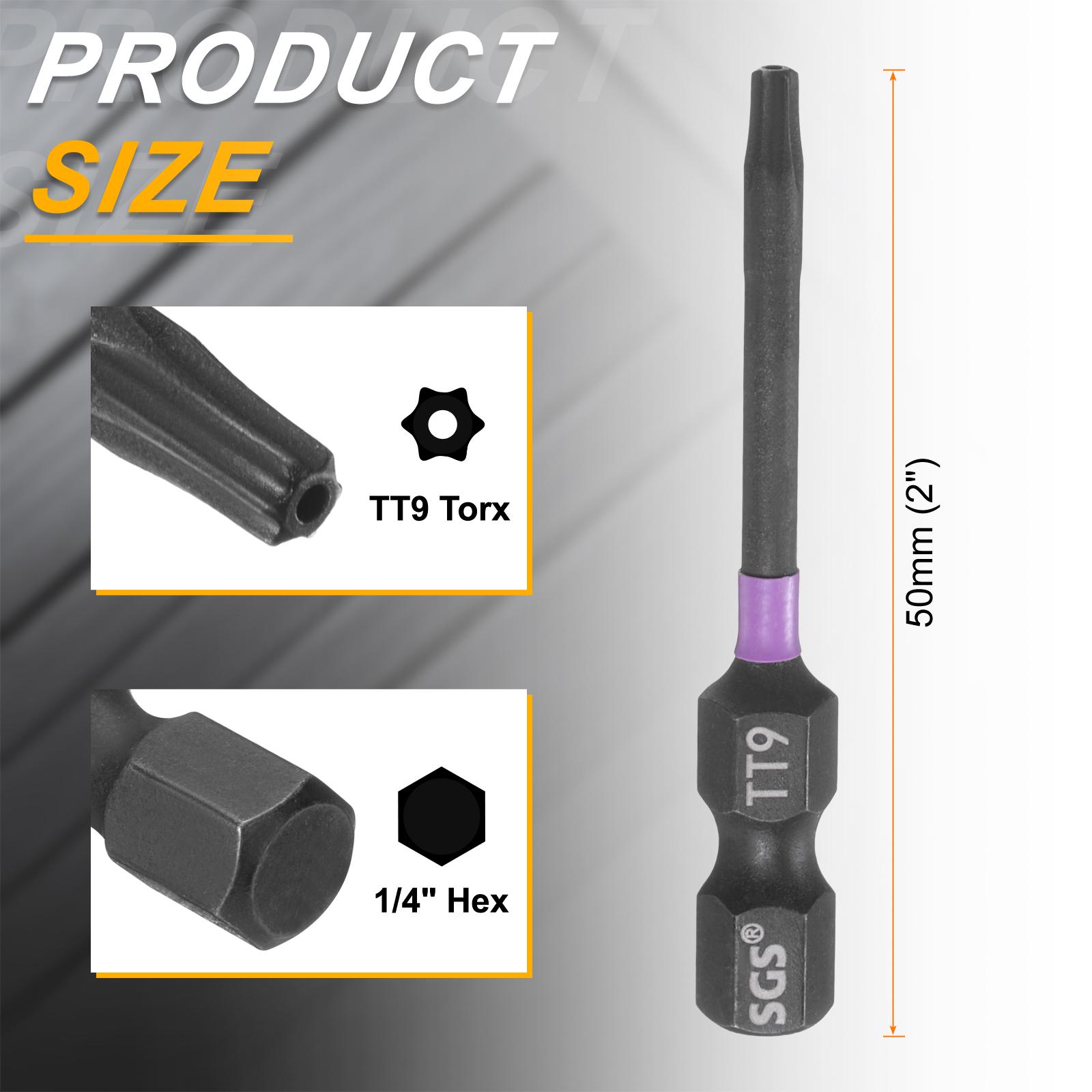 

T7-T55 Magnetic Torx Head Impact Screwdriver Bits 1/4 Hex Shank Tamper Proof 6 Point Star Screw Driver Bits Power Tools 1pcs