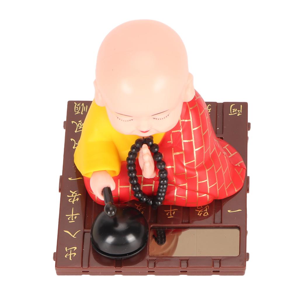 Little Buddhist Monk Ornament Solar Powered Cute Monk Decorative Ornaments for Car Desktop Living Room
