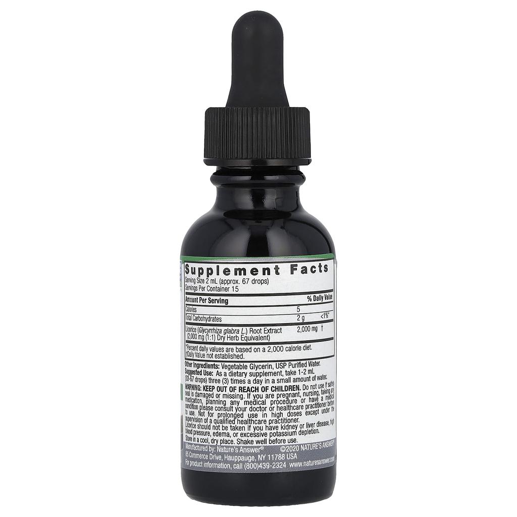 Nature's Answer, Licorice Root, Liquid Extract, Alcohol-Free, 2,000 mg, 1 fl oz (30 ml)