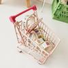 Metal Shopping Cart Storage Model Toy Trolley Container Portable Desktop Stationery Holder  Desktop