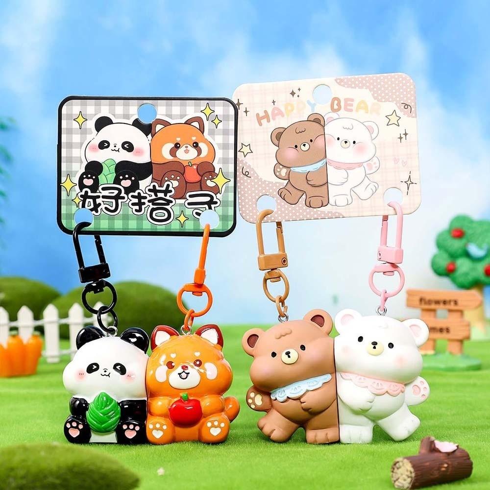 2 Stück Harz Paar Schlüsselanhänger Zink Zinklegierung Rucksack Schlüsselring Lustige Magnetische Tieranhänger Freunde