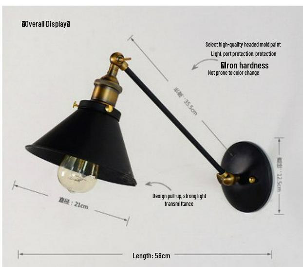 European Retro Decorative Wall Lamp for Hallways and Corridors - Iron Art Industrial Style Mirror Front Cafe Lighting