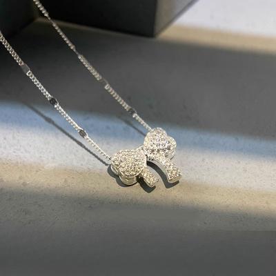 Bow Double-sided Pendant Necklace for Women's Clavicle Chain Temperament Fashionable Shell Bow New Style