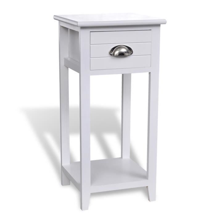 VidaXL Table de chevet avec 1 tiroir Blanc