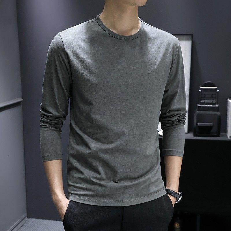 Men S Long Sleeve T Shirt Slim Fit Solid Color Casual Basic Top