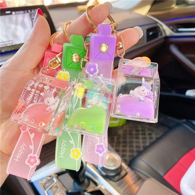 Oil-Filled Unicorn Milk Carton Keychain - Cute Floating Bottle Ornament for Bags