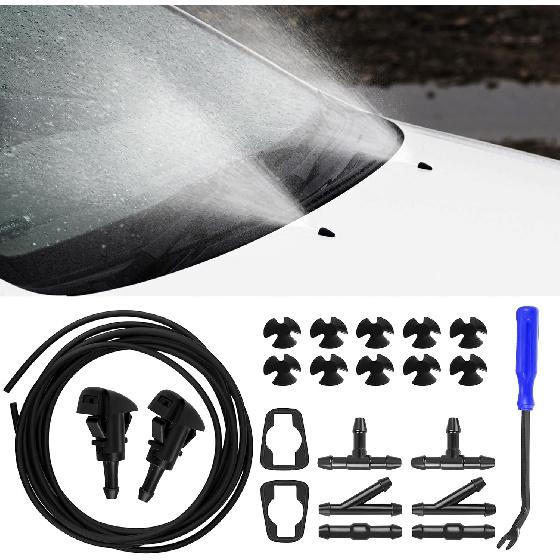 Front Windshield Washer Nozzles, Washer Nozzle Kit, 2PCS | Washer Spray Jet Kit Compatible with Most Vehicles, Replaces