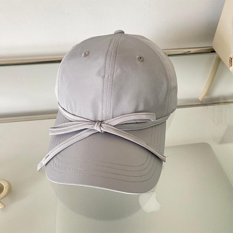 Modische Koreanische Baseballkappe mit Großem Schleifenknoten für Damen Sommer Einfarbige Verstellbare Entenzunge Kappe Mädchen Sonnenschutz Outdoor-Hut