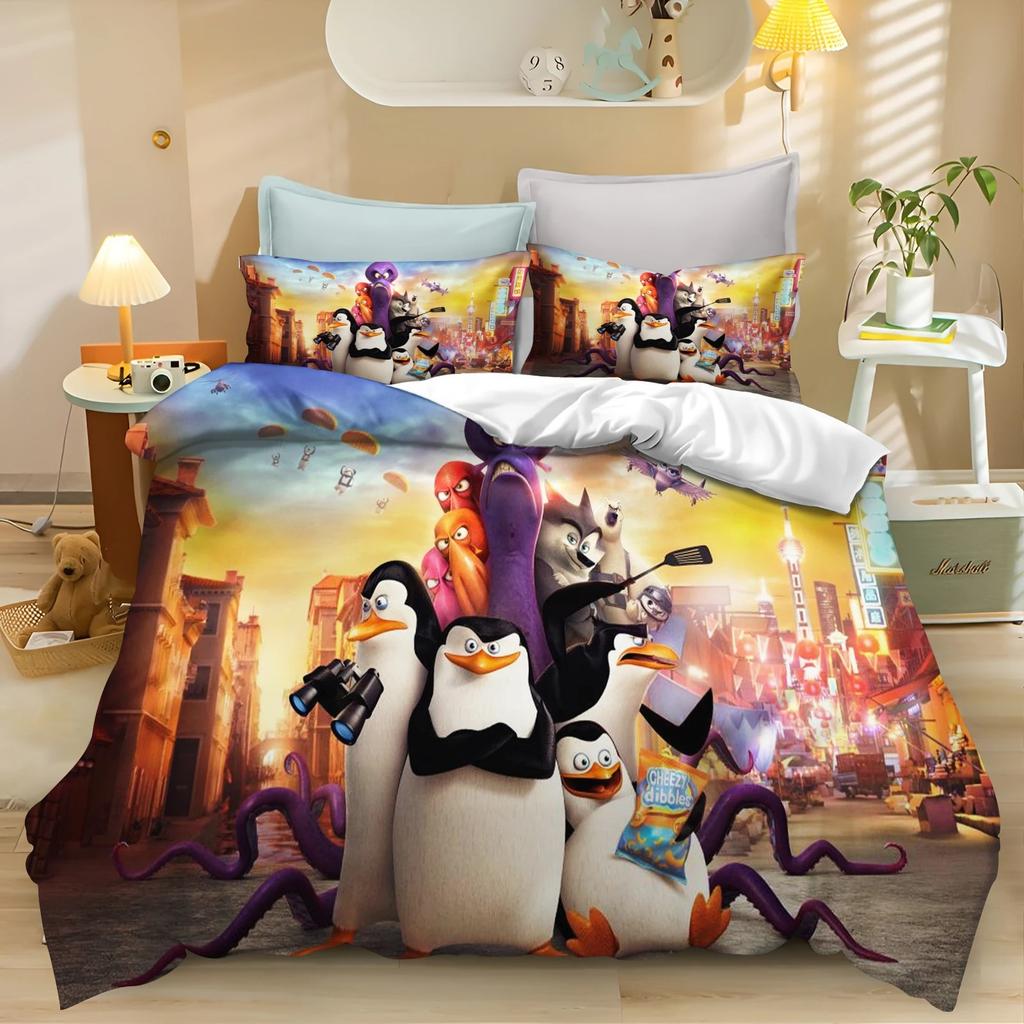 3D Madagascar Bedding Set Duvet Cover Pillowcase King Size Single Queen King Full Size bedding set luxury birthday giftet