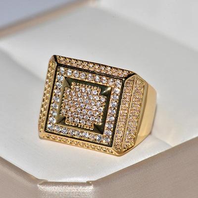 Hot Selling Geometry Gold Women Men's Trend Zircon Ring, Daily Wear Zircon Ring, Hip Hop Style Jewelry, Christmas Gifts, Rock and Roll Party Jewelry