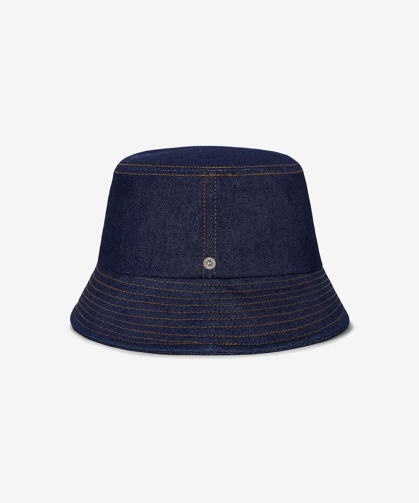Bajal Va Curved Denim Stitch Detail Bucket Hat Indigo