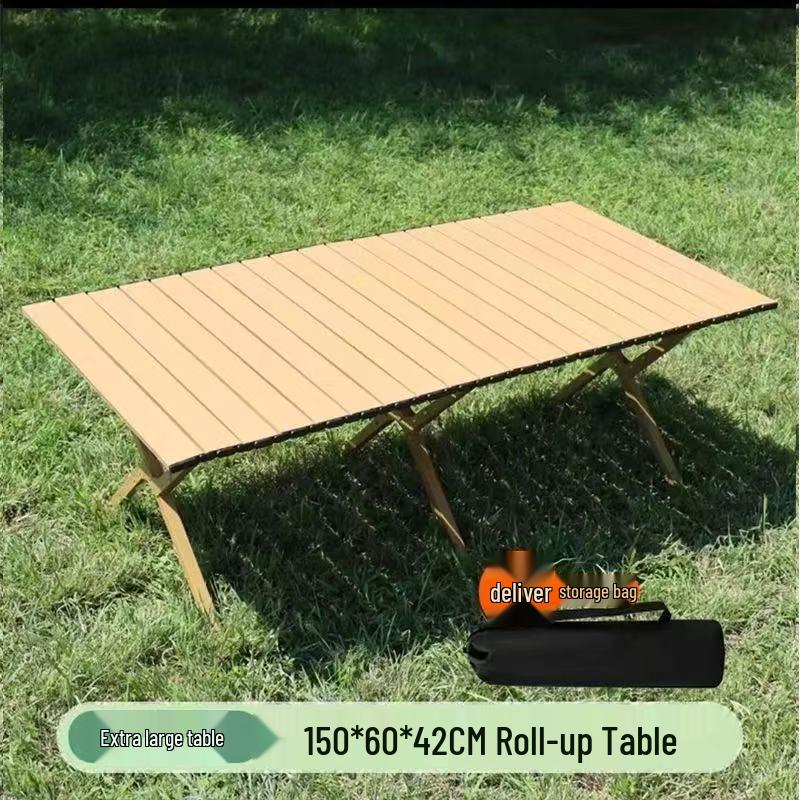 Ultra-Light Portable Folding Camping Table & Chair Set with Wood Grain Finish