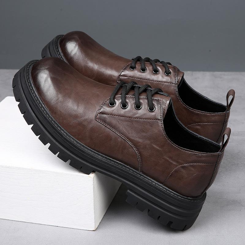

Men s shoes 2025 autumn new leather Martin boots versatile British platform big head business casual leather shoes men 40