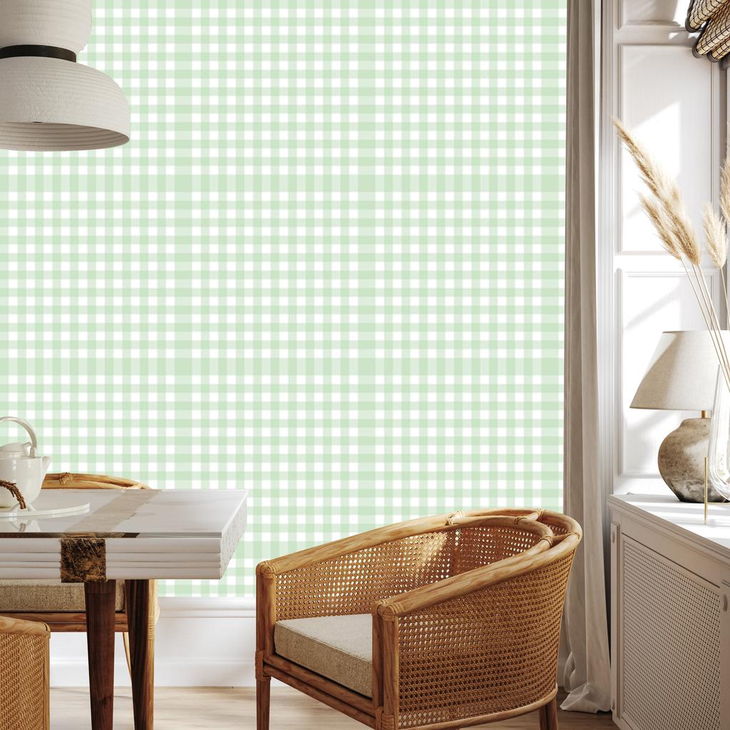 Wallpaper Fabric Pattern White and Mint for Living Room and Bedroom 50x1000