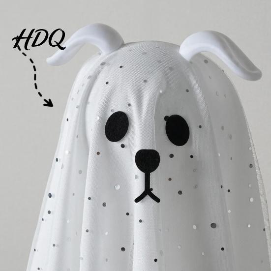 Glowing Ghost for Front Door 3 Pcs Lighted Dog Hanging Ornaments Spooky Halloween Outdoor Flying Decorations Gauze with LED Light Tree Porch
