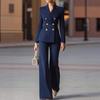 Autumn Hot Sale Temperamental Commute Slim Fit Color Block Long Sleeve Suit Pants Set Women's Clothing