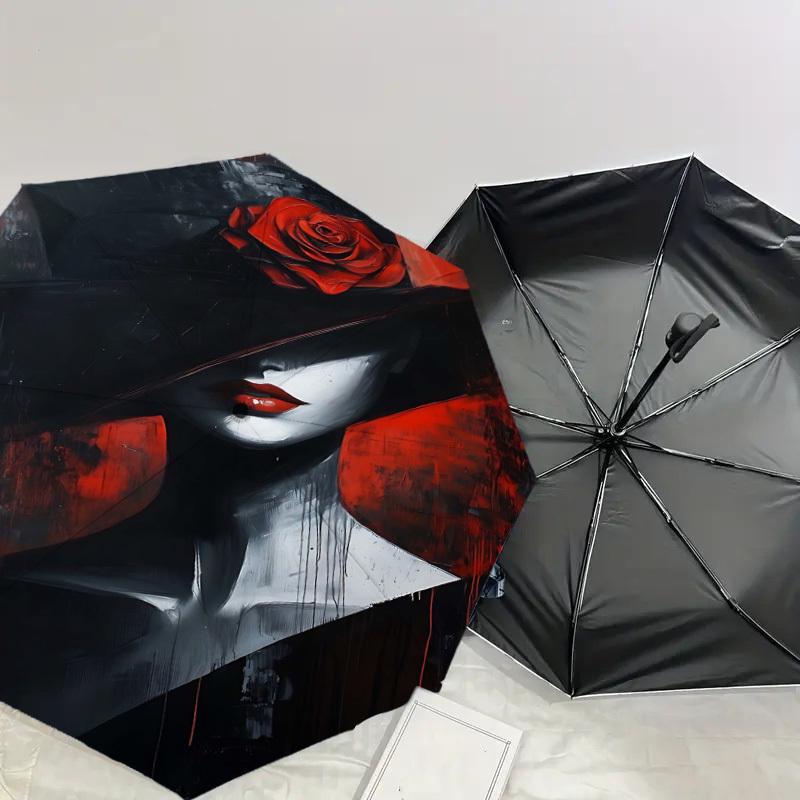 1pc Woman Hat Automatic Open/Close Umbrella Compact Folding Umbrella with 8-Rib Shaft for Women/Men, Elegant Birthday1165S