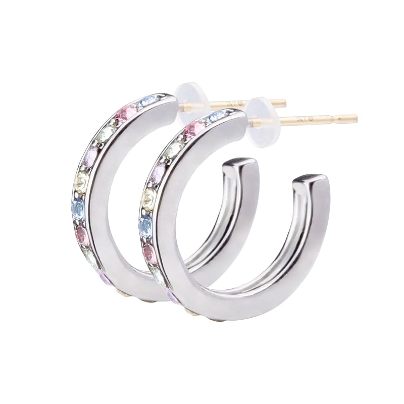 

LOKUMI earrings made in Japan 18k gold K18 post K18 Compatible with metal allergies hoop hoop earrings Preciosa crystal ladies simple Popularity Bijou