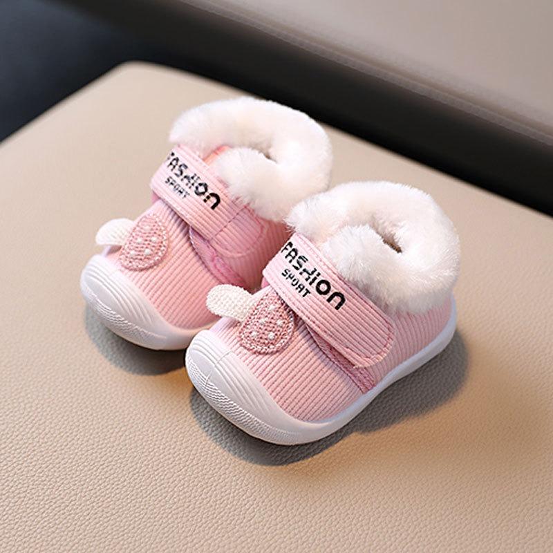 Baby Boots 0-2 Years Fleece-Lined Warm Infant Shoes with Soft Soles for Boys & Girls Cute Casual Shoes for Kids