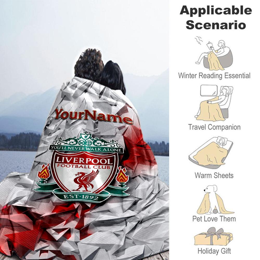 Liverpool Personalized Name Blanket Multi-purpose Customizable Blanket Soft & Cozy Versatile for Livingroom Bed Seaside Nap Four Seasons Universal