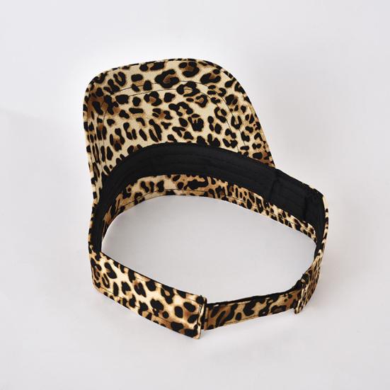 Leerer Dach Leopardenmuster Verstellbares Klettband Sonnenhut Damen Verlängerte Krempe Tennis Sporthut Modeaccessoires