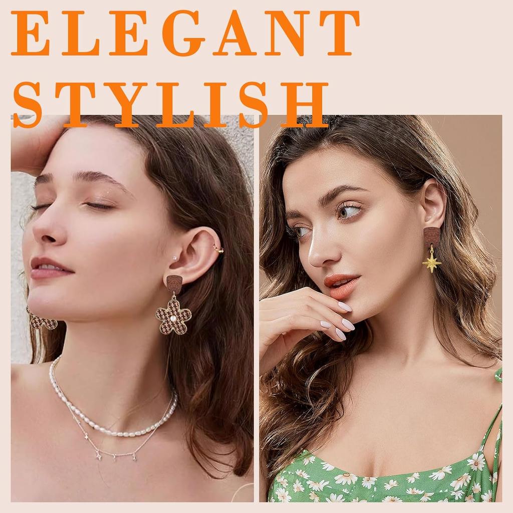 Oubaka 60pcs Wooden Earrings Posts for Jewelry Making Wood Earring Findings Wood Stud Earring Findings Trapezoid Wood Earring Studs with 100pcs Ear