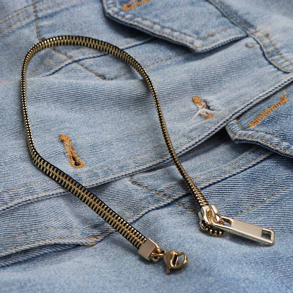 Choker Ziehbar Reißverschluss Pullover Kette Hip-Hop Schlüsselbein Halskette Schmuck Reißverschluss Halskette Jungen