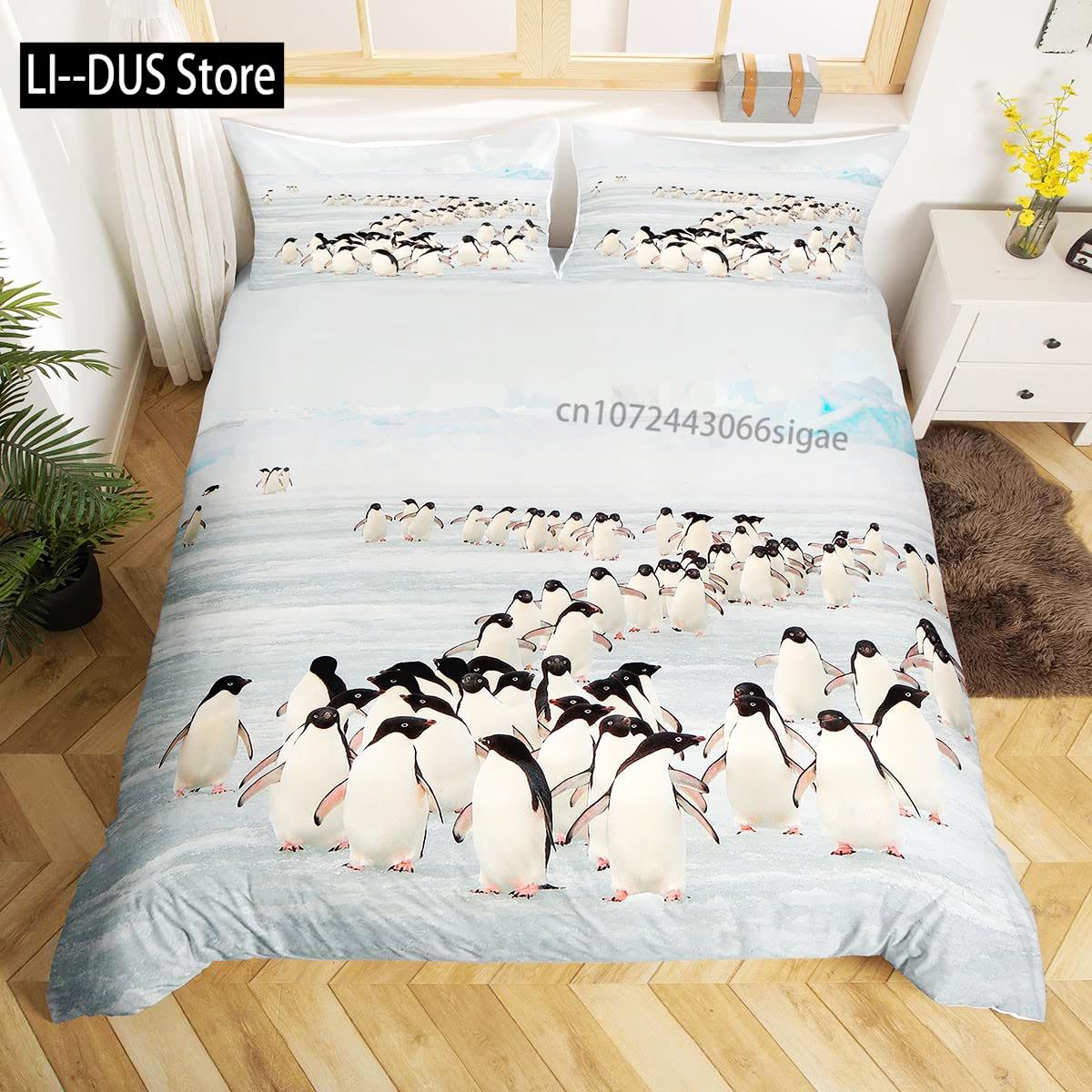 

Comforter Cute Penguin Panda Bedding Set For Boys Girls Children Kawaii Bear Animal Bedding Set Twin Full Queen King Size Comforter (quilt)-EU Single(135*200cm)3pcs