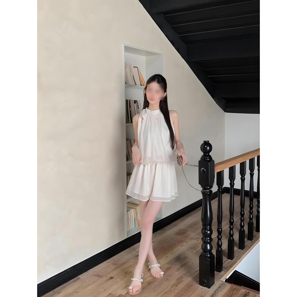 New white neck sleeveless dress temperament women's short skirt thin pullover skirt women