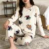 Women's Cute Cartoon Long Sleeve Pajama Set – Comfortable Thin Style for Spring, Autumn, and Winter, Wearable Outdoors