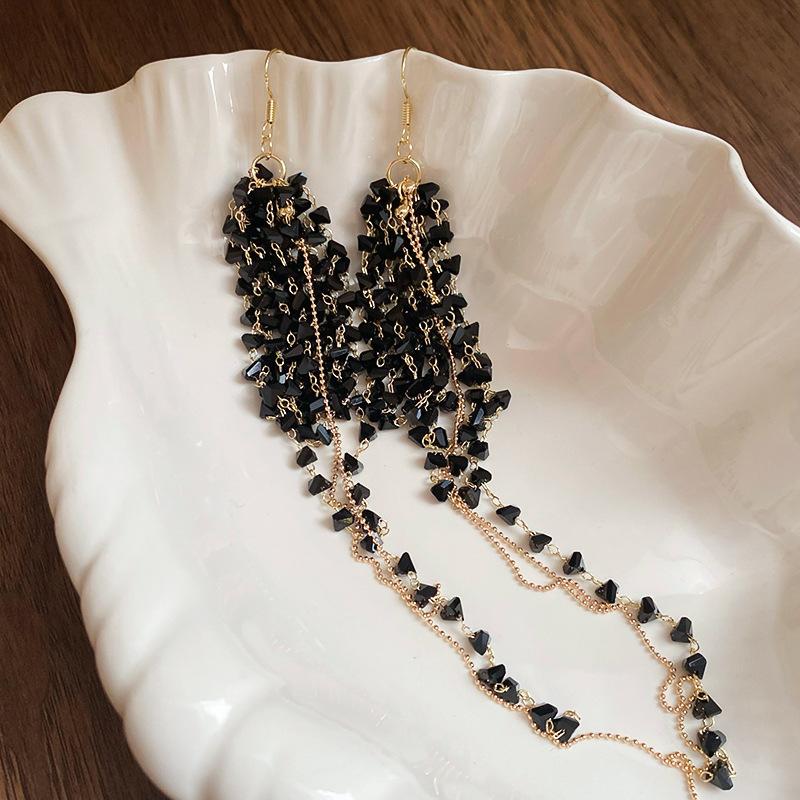 Серьги-кисточки из супер-фееричных стеклянных бусин, модные, с темпераментом, персонализированные серьги, серьги с преувеличенным дизайном