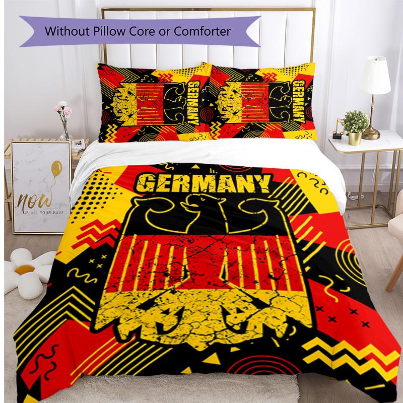 Germany Football Printed Bedding 3 Piece Set Cozy Breathable Bed Cover Set as Housewarming Holiday Gift