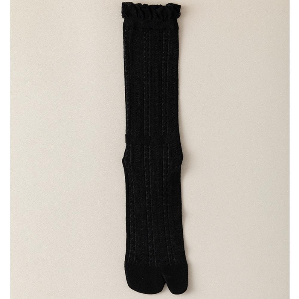 

1Pair Harajuku Style Combed Cotton Split Toe Socks Soft Breathable Striped Japanese Tabi Sox Thin Mesh Socks Summer Woman One Size чёрный