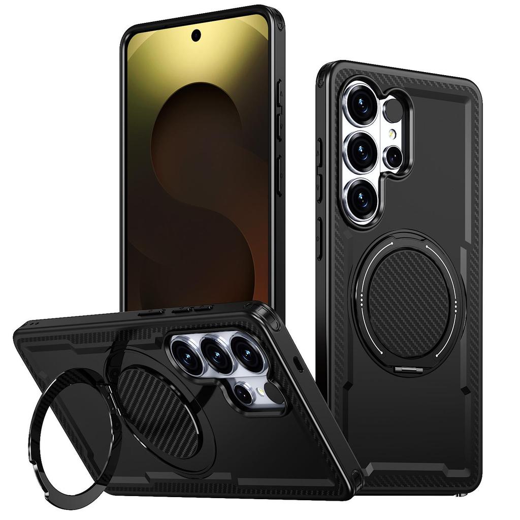 Samsung S26 Ultra Multifunctional Phone Case with Rotating Ring & Magnetic Stand - S25 Protective Cover