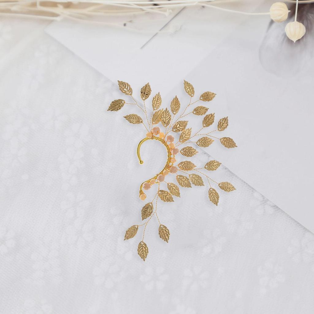Ear Cuff Cartilage Earring Designed with Floral Green System Style Clip on Wrap for