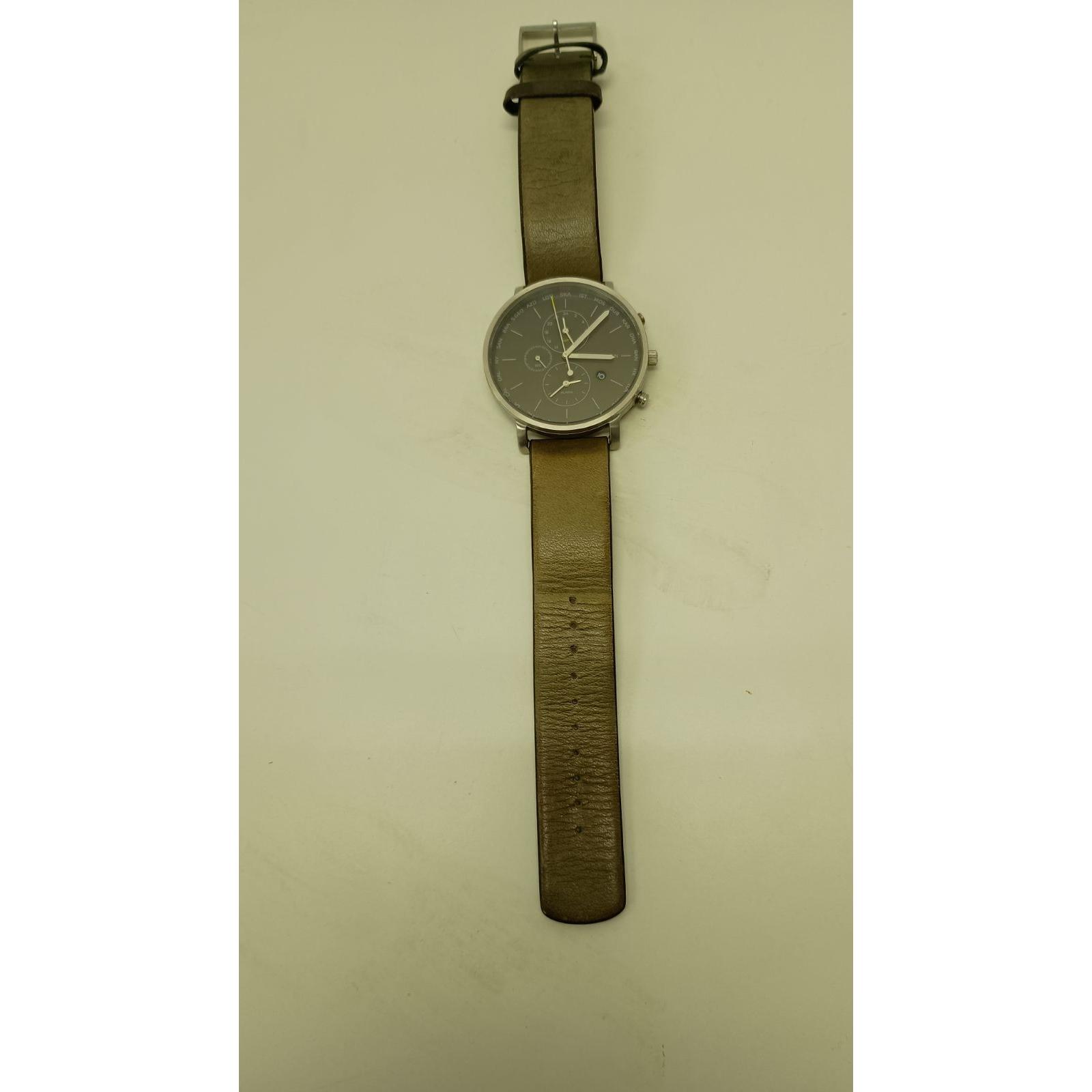 Used SKAGEN SKW6298 Watch Fudo Round Dial Black Silver Belt Leather Bronze Skagen Men s #A