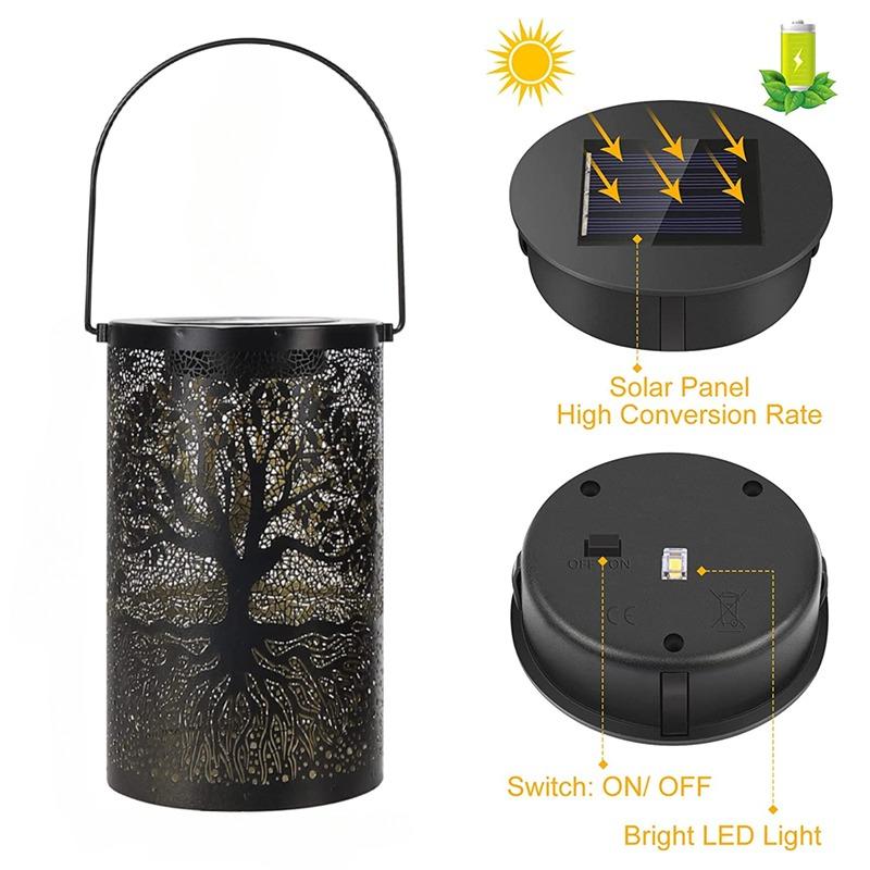 800LM napelemes LED lámpás üreges életfa függő lámpa kültéri kert udvar ösvény gyep terasz függő vízálló lámpa lámpa