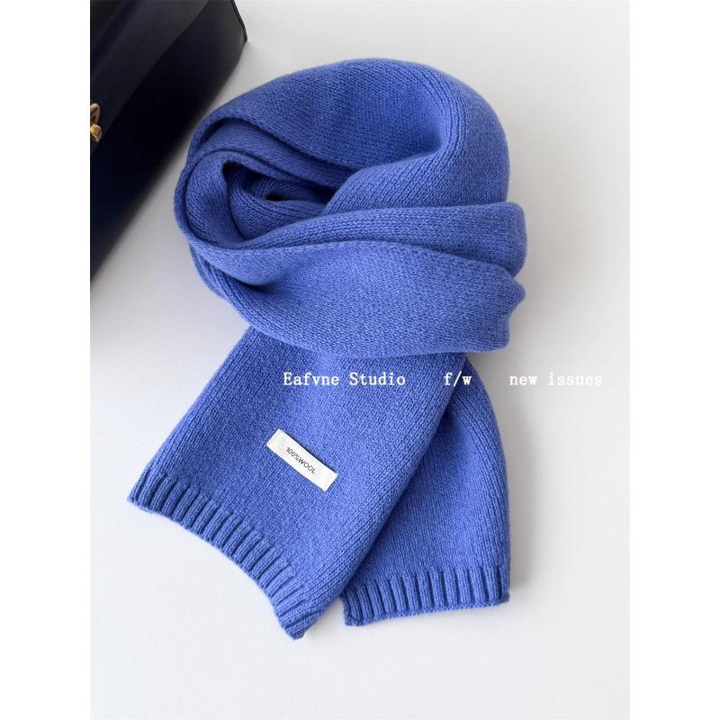 Korean Style New Versatile Solid Color Pure Wool Scarf for Women Autumn and Winter Warm Knitted Scarf Fashionable Versatile Scarf